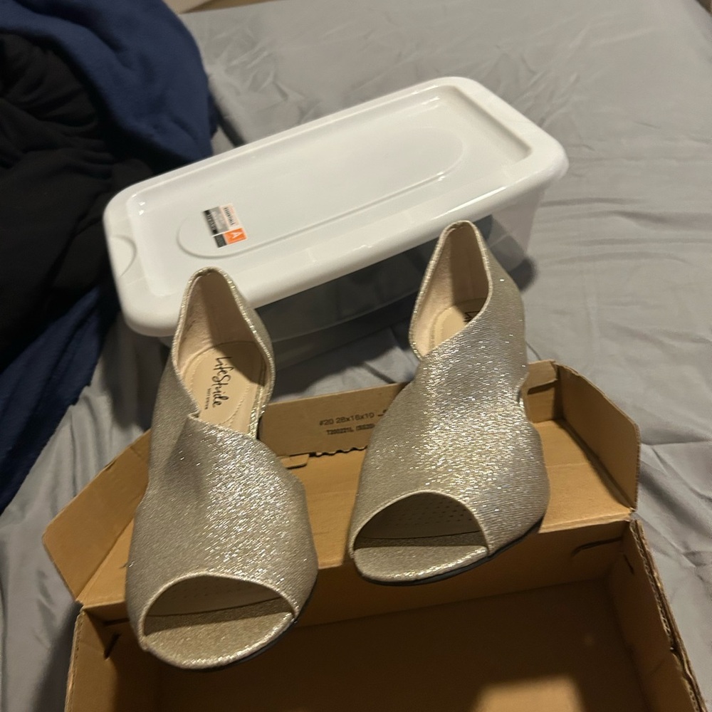 Elegant Silver Peep-Toe Women's Shoes